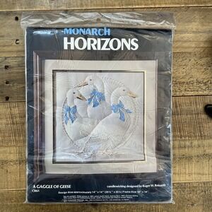 Vintage 1983 Monarch Horizons A Gaggle Of Geese Candlewicking Kit CR61 18"X18"
